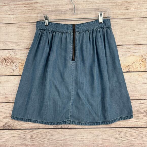 Madewell Chambray Back Zip Skirt Womens 4 Blue Medium Wash - Picture 2 of 10